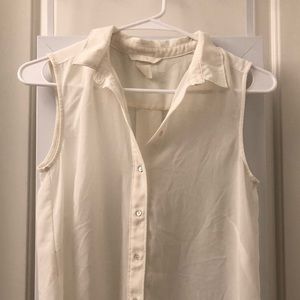 H&M Button Down Tank Blouse White Sheer